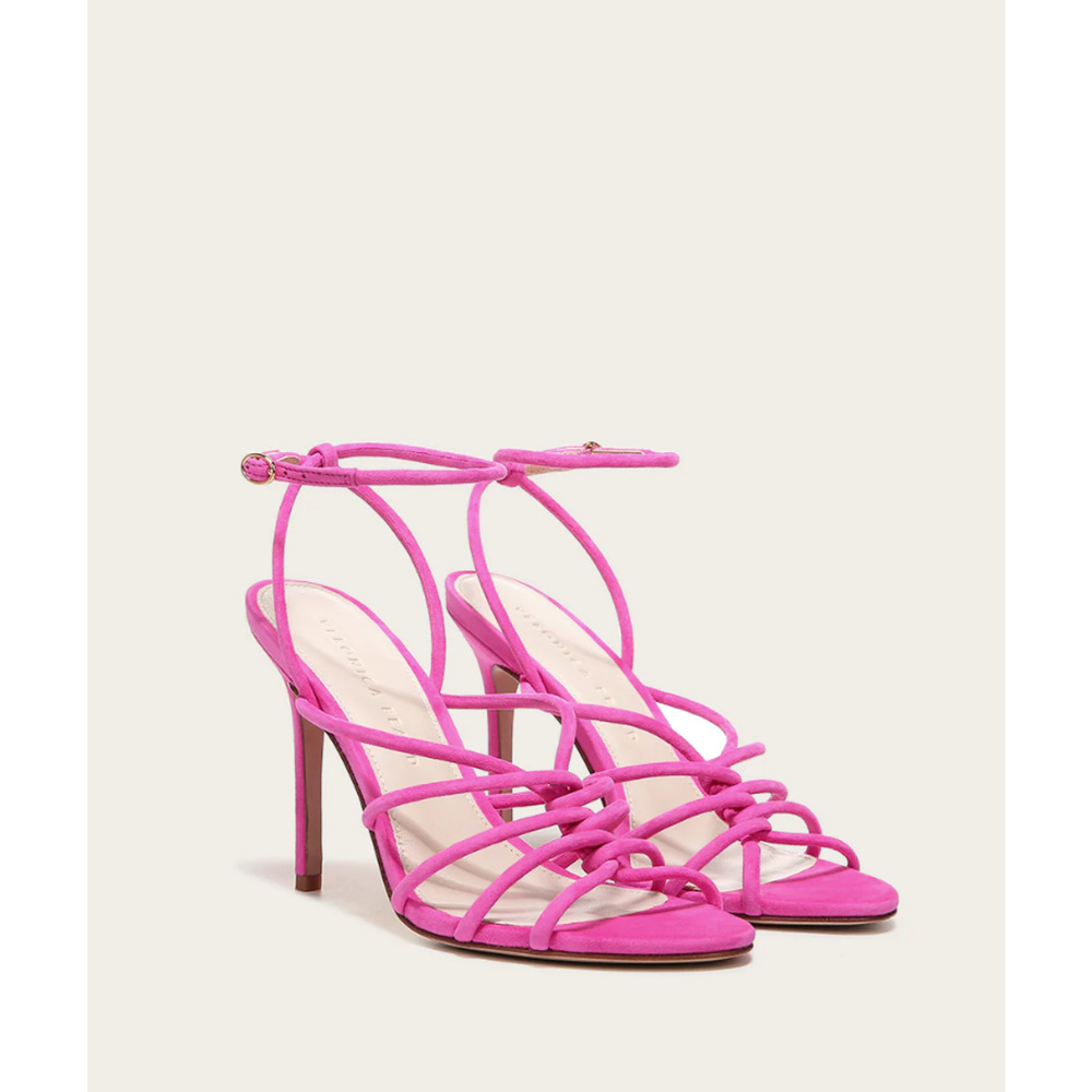 Veronica Beard Aneesha Suede Stiletto Heel Sandals Barbie Pink Fuchsia Womens 7